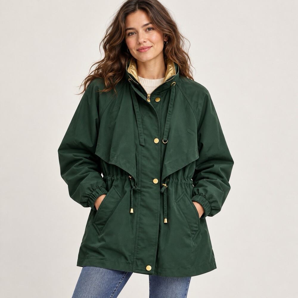Vintage Fleet Street Women’s Petite M Forest Green Overcoat Removable Liner 90s